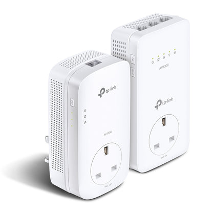TP-Link TL-WPA8631P KIT AV1300 Gigabit Passthrough Powerline AC1200 Wi-Fi Kit, HomePlug AV2, OneMesh, 3x Gigabit Ports, UK Plug, White