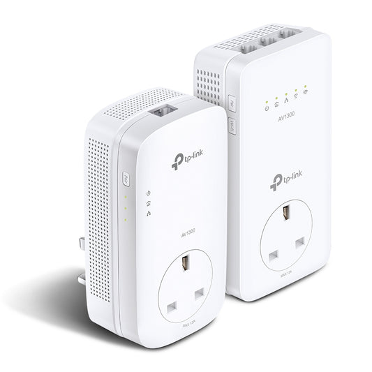 TP-Link TL-WPA8631P KIT AV1300 Gigabit Passthrough Powerline AC1200 Wi-Fi Kit, HomePlug AV2, OneMesh, 3x Gigabit Ports, UK Plug, White