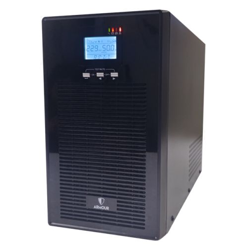Armour 3000VA UPS, 2400W, LCD Display, 2x UK Plug, 2x RJ45, 3x IEC, USB, Brown Box - PC Gear UK