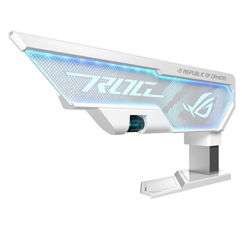 Asus ROG Herculx Graphics Card Holder, 3D ARGB Lightning, Stand Design, Supports Height of 72-128mm, Magnetic Spirit Level, White - PC Gear UK