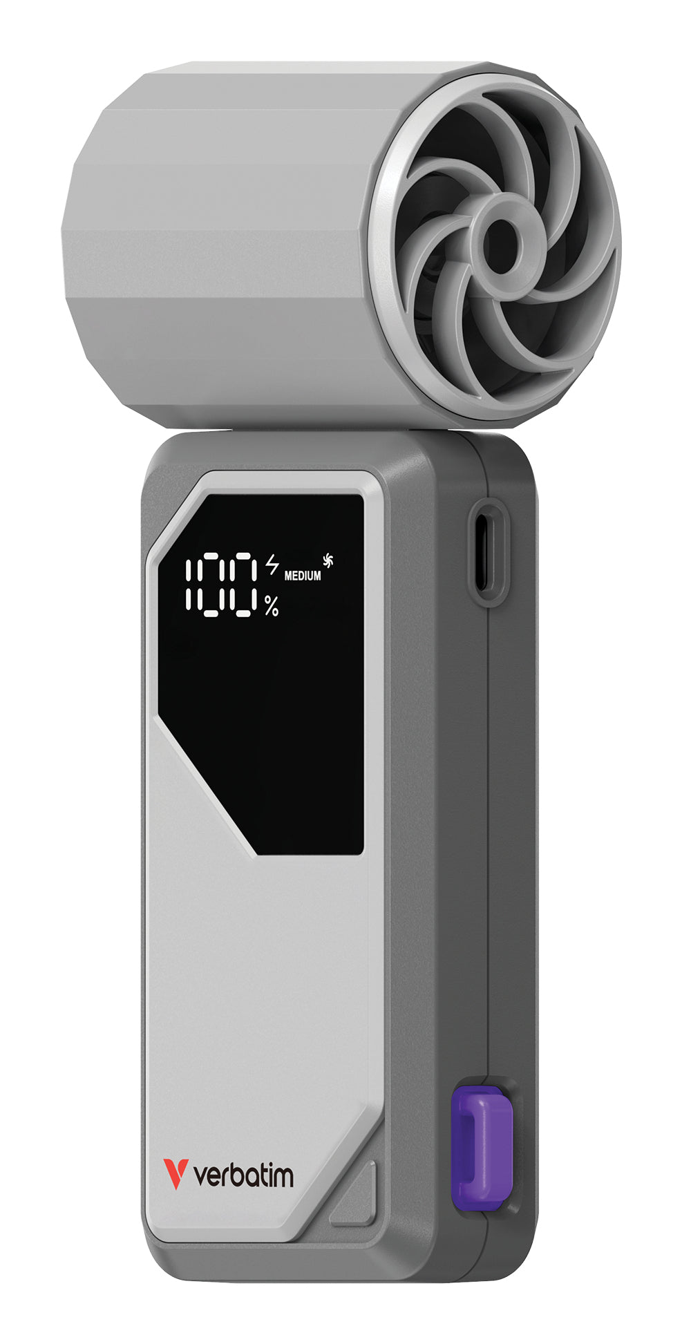 Verbatim Cool 'n' Go AirJet Handheld Fan, Grey, Purple