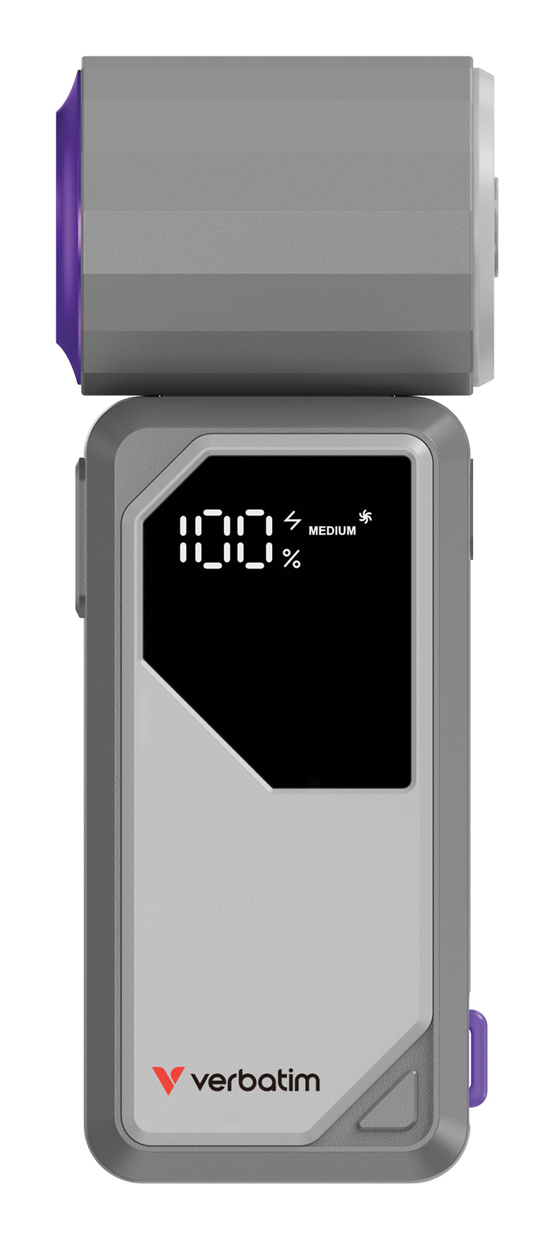 Verbatim Cool 'n' Go AirJet Handheld Fan, Grey, Purple