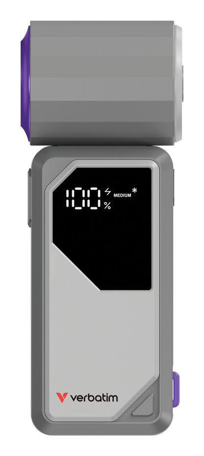 Verbatim Cool 'n' Go AirJet Handheld Fan, Grey, Purple