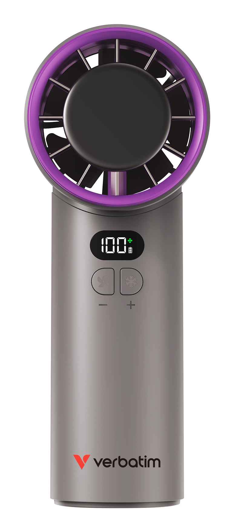 Verbatim Cool 'n' Go Ice Touch Handheld Fan, Grey, Purple