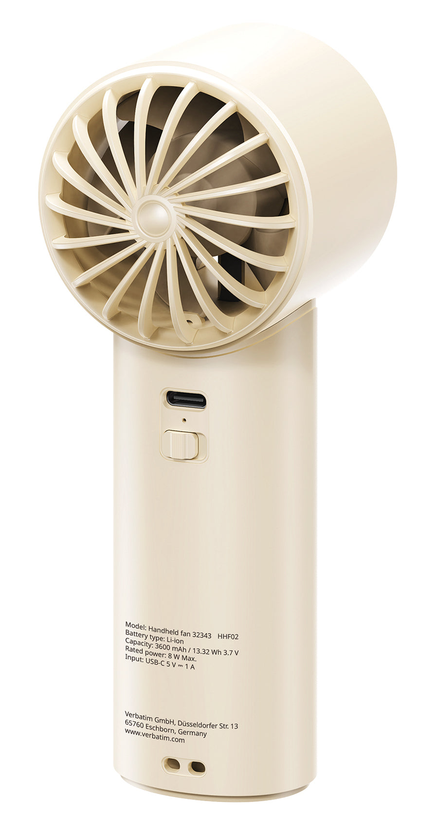 Verbatim Cool 'n' Go Ice Touch Handheld Fan, White, Silver