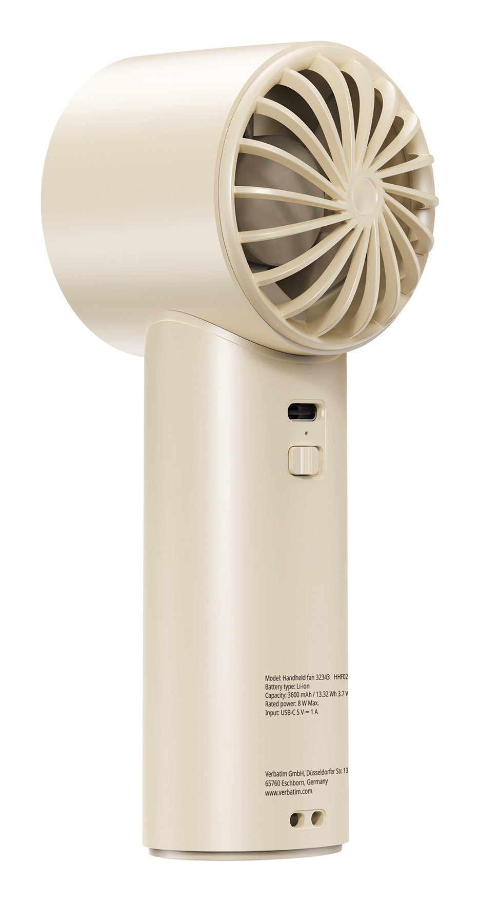 Verbatim Cool 'n' Go Ice Touch Handheld Fan, White, Silver