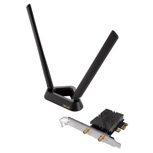 Asus (PCE-BE92BT) BE9400 Wi-Fi 7 Tri-Band PCI Express Adapter, Bluetooth 5.4, WPA3, External Base/Antennas *Compatible with lntel Motherboards Only* - PC Gear UK