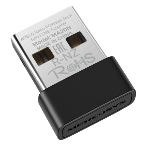 Mercusys (MA20N) AC650 Nano Wireless Dual Band USB Adapter, WPA3 Security - PC Gear UK
