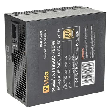 Vida Heracles XTY850D-750W 750W 80+ Bronze, ATX 2.54, Fully Modular PSU, Black