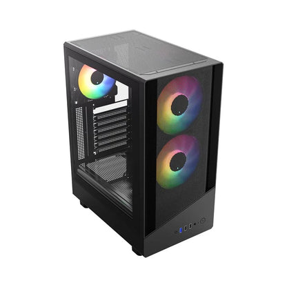 Vida Spire ATX Mid-Tower Gaming Case, Mesh Front, 3x ARGB Fans, Tempered Glass, Black