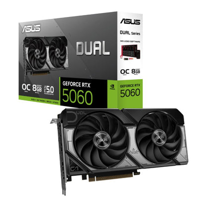 ASUS Dual GeForce RTX 5060 OC, 8GB GDDR7, Axial-tech, SFF-Ready, Black/Grey