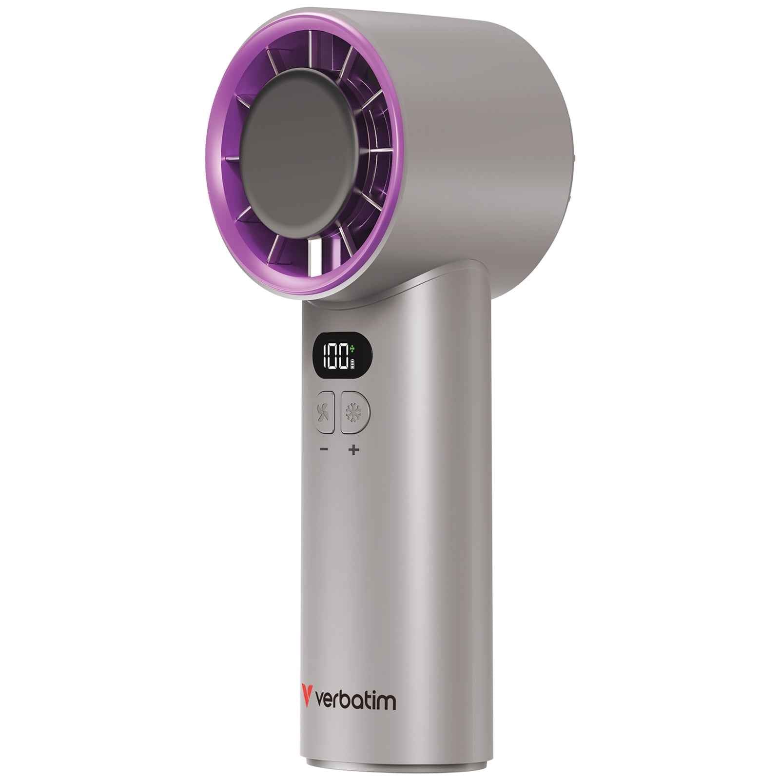 Verbatim Cool 'n' Go Ice Touch Handheld Fan, Grey, Purple