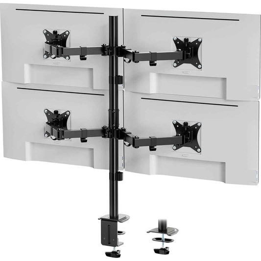 VonHaus Quad Monitor Stand for 13-32" Screens, Four Screen Monitor Desk Mount, Height Adjustable, Easy Assemble Stand with Full Tilt, Rotation & Swivel Arms, VESA 75x75 & 100x100mm