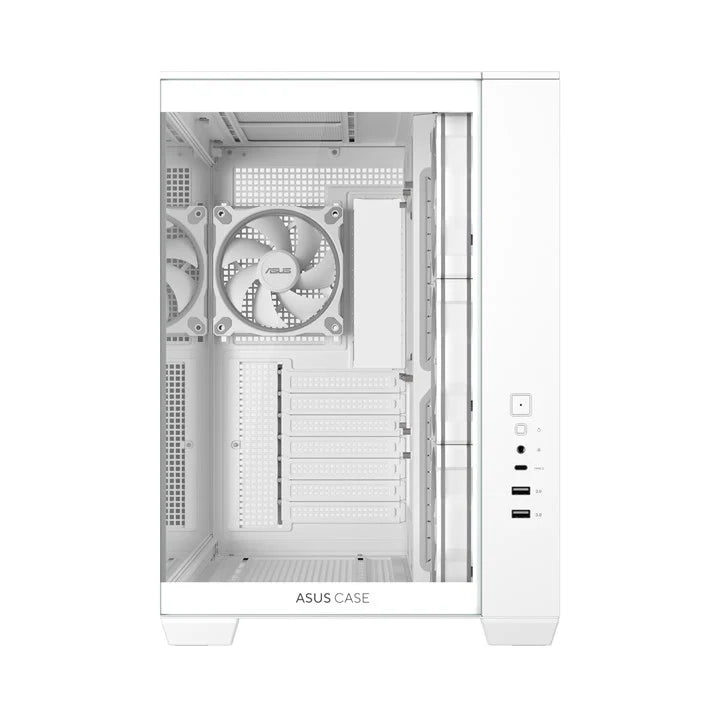 ASUS A32 PLUS ARGB Dual-Chamber ATX Mid Tower Case | 270° Panoramic | 4 ARGB Fans | White