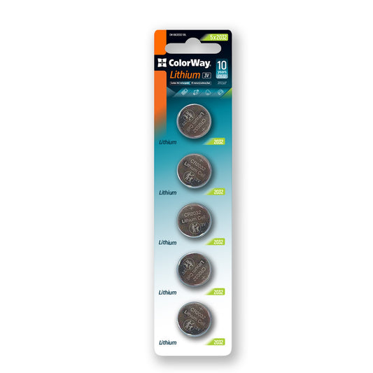 Colorway Lithium Power Blister Pack of 5 Coin Cell CR2032 Batteries - PC Gear UK