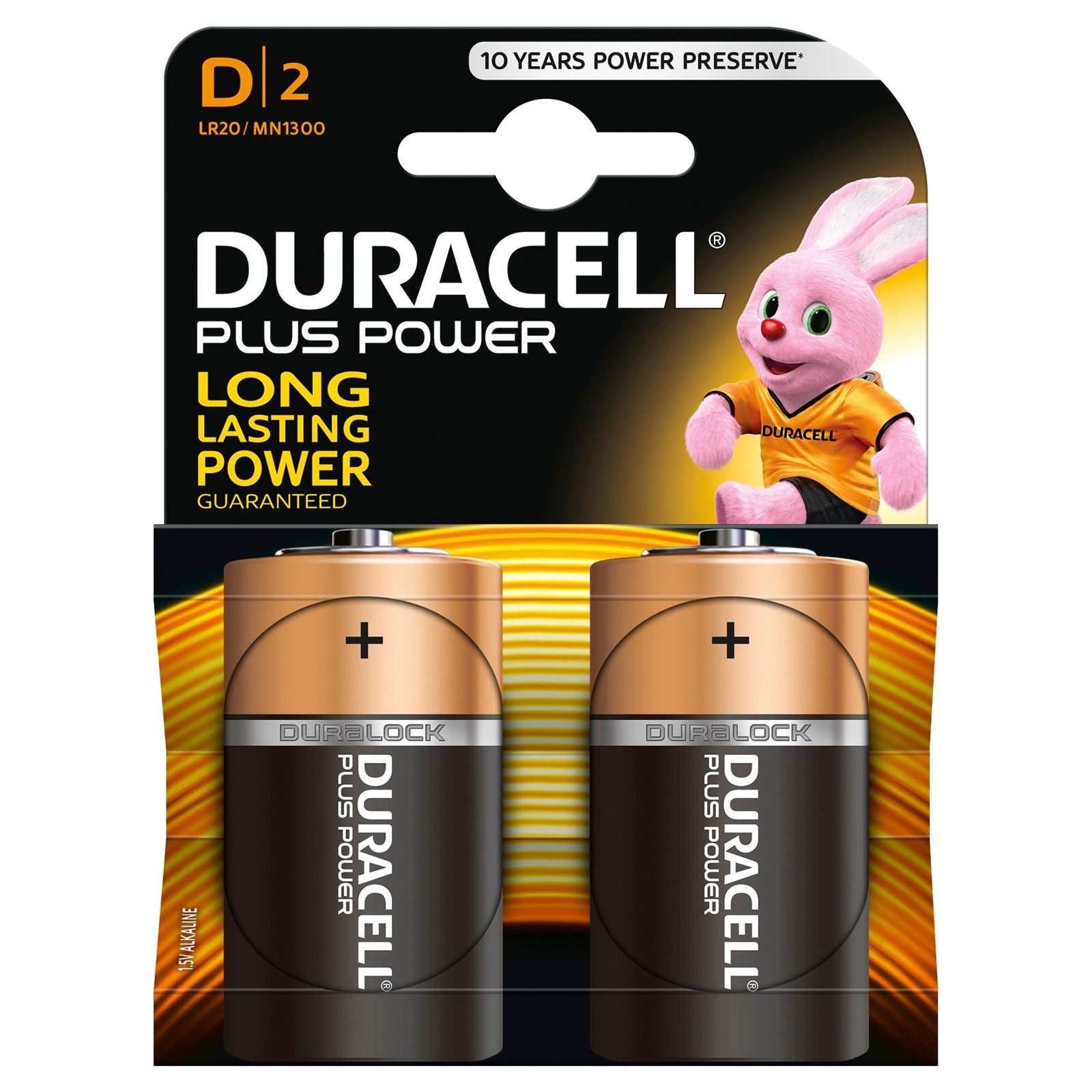 Duracell Plus Power Alkaline, Long Expiry, Pack of 2 D Batteries - PC Gear UK