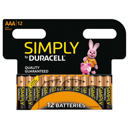 Duracell Simply Alkaline Pack of 12 AAA Batteries - PC Gear UK