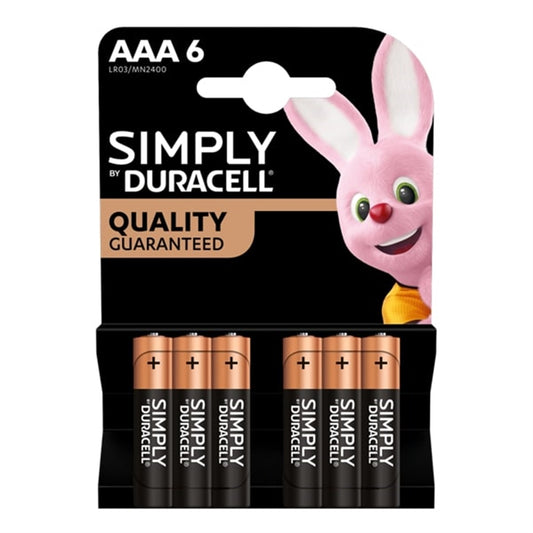 Duracell Simply Alkaline Pack of 6 AAA Batteries - PC Gear UK