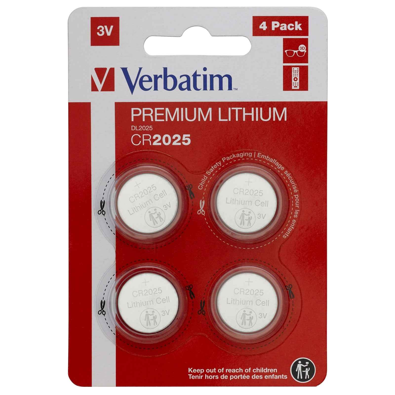 Verbatim (49532) CR2025 Battery Lithium 3V 4 Pack
