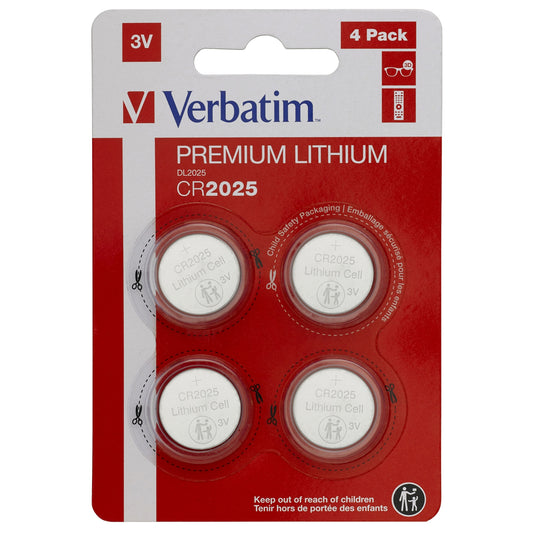 Verbatim (49532) CR2025 Battery Lithium 3V 4 Pack