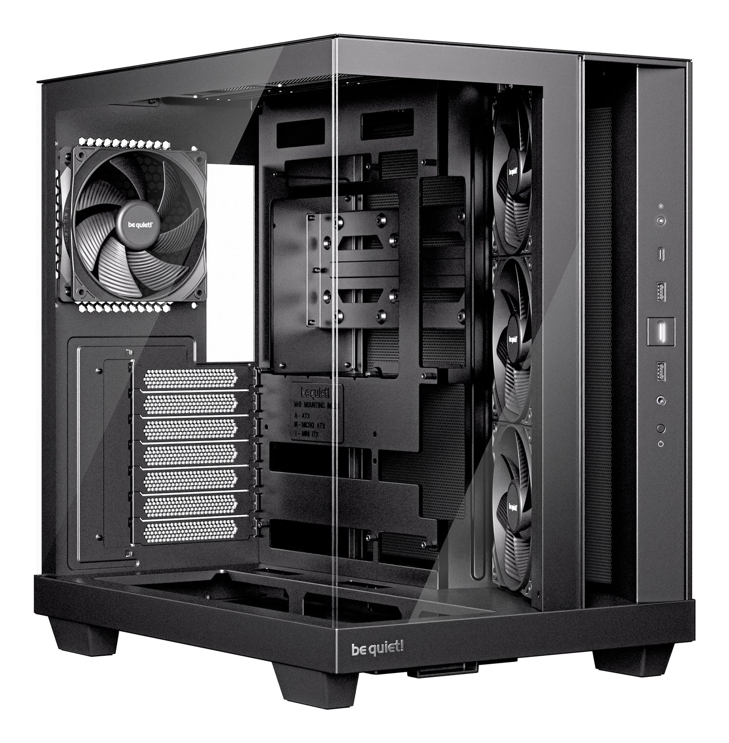 be quiet! Light Base 500 BGW83, Mid-Tower ATX, Tempered Glass, 4x PWM Fans, USB-C, 360mm Rad Support, Black