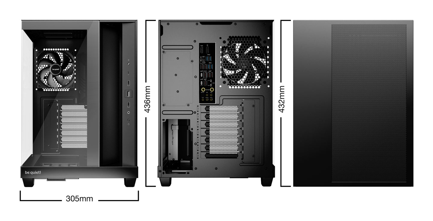 be quiet! Light Base 500 BGW83, Mid-Tower ATX, Tempered Glass, 4x PWM Fans, USB-C, 360mm Rad Support, Black