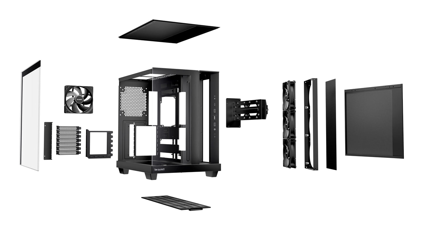 be quiet! Light Base 500 BGW83, Mid-Tower ATX, Tempered Glass, 4x PWM Fans, USB-C, 360mm Rad Support, Black