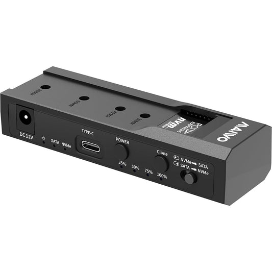 Maiwo USB Type-C, Dual Bay HDD/NVMe M2 SSD 10Gbps Clone Converter For 2.5" and 3.5" SATA - PC Gear UK