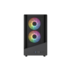 Vida Spire M Micro ATX Gaming Case, ATX/mATX/ITX, 3x ARGB 120mm Fans, Tempered Glass, Mesh Front, Black