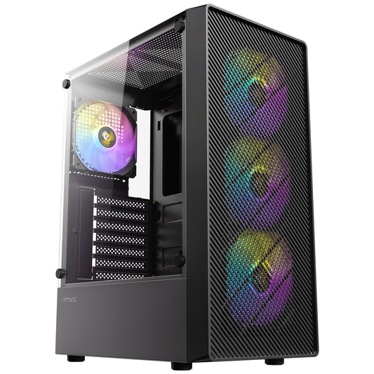 Antec, Antec AX26 RGB Elite Mid-Tower Gaming Case, ATX/mATX/ITX, 4x 120mm RGB Fans, Tempered Glass, Black, Mid Tower