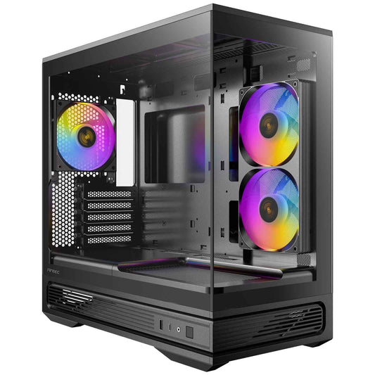 Antec Constellation C2M ARGB Micro-ATX PC Case, 270' Panoramic Tempered Glass, 240mm and 120mm ARGB PWM Fans, USB-C, 360mm Radiator Support, Black
