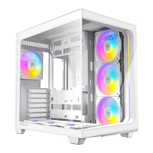 ANTEC Constellation C5 White ARGB Case, 270' Full-View Tempered Glass, Dual Chamber, Support Back-Connect Motherboards, 7 x ARGB PWM Fans With Built-In Fan Controller, ATX, Micro-ATX, ITX - PC Gear UK