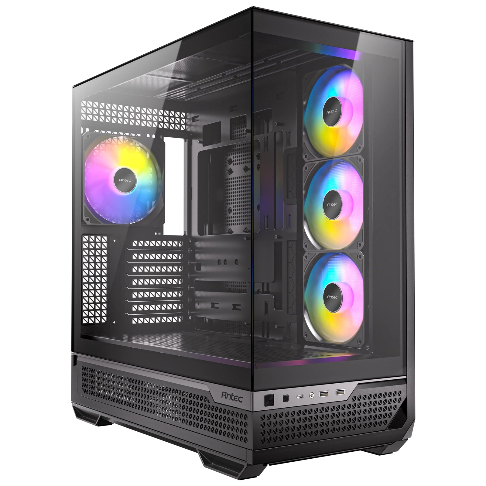 Antec C7 ARGB Mid Tower Tempered Glass PC Gaming Case - Black, 3x 120mm & 1x 140mm ARGB Fans, USB 3.2 Gen2, EATX/ATX/mATX/mITX Support - PC Gear UK