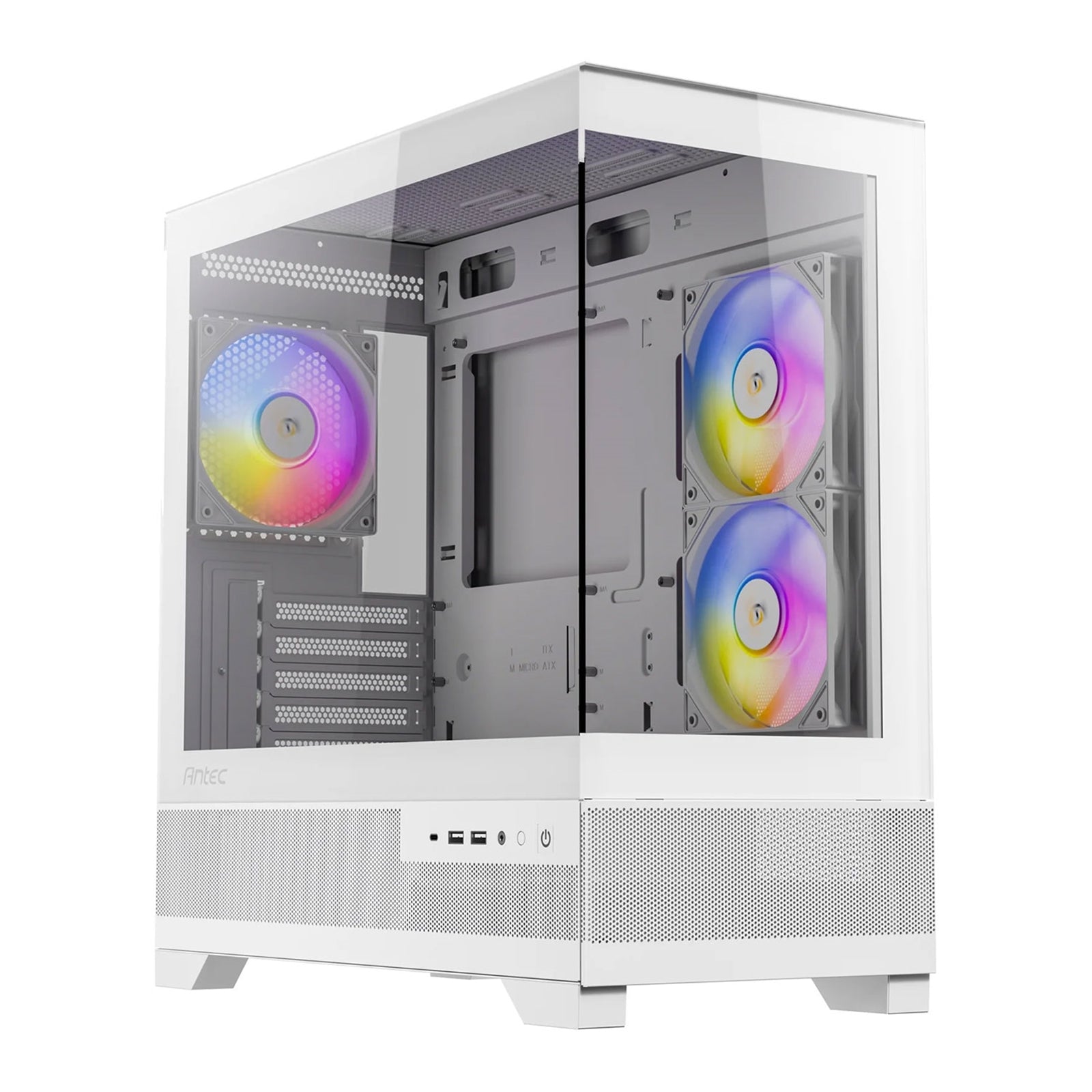 ANTEC CX500M Micro Tower Gaming Case, White, ARGB, 2  x USB 3.0 / 1 x USB Type-C, Tempered Glass Side Panel, Micro-ATX/ITX - PC Gear UK