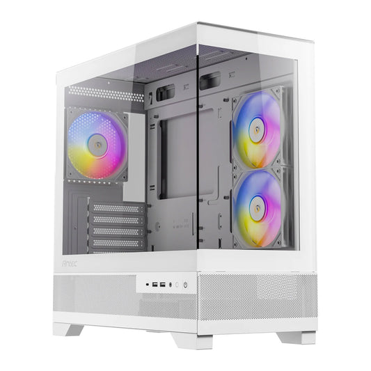 ANTEC CX500M Micro Tower Gaming Case, White, ARGB, 2  x USB 3.0 / 1 x USB Type-C, Tempered Glass Side Panel, Micro-ATX/ITX - PC Gear UK