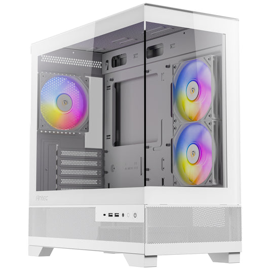 ANTEC CX500M Micro Tower Gaming Case, White, 2  x USB 3.0 / 1 x USB Type-C, Tempered Glass Side Panel, Micro-ATX/ITX - PC Gear UK