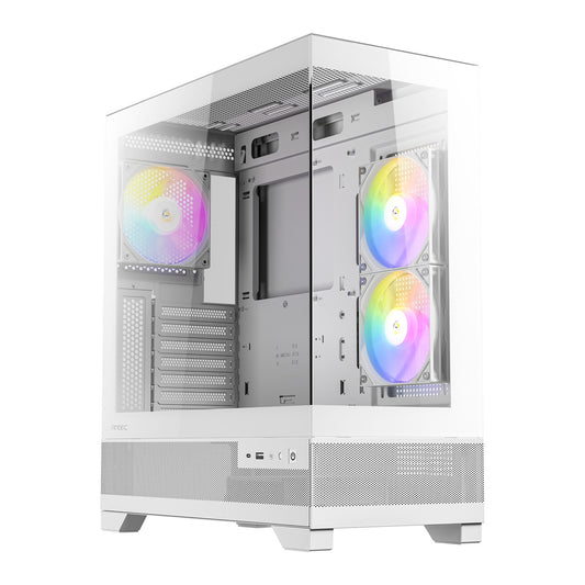 ANTEC CX700 Mid Tower Gaming Case, White, 270 Full-View Tempered Glass, 3 x 120 mm ARGB PWM Fans, 1 x USB 3.0 / 1 x USB Type-C, ATX, Micro ATX, ITX - PC Gear UK