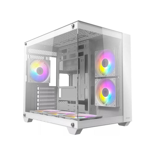 ANTEC CX800 Mid Tower Gaming Case, White, 270 Full-view tempered glass, 3 x 120mm ARGB reverse fans, 1x USB 2.0 / 1x USB 3.0, ATX, Micro ATX, ITX - PC Gear UK