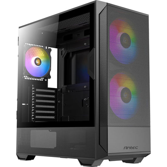 ANTEC NX416L Case, Gaming, Black, Mid Tower, 1 x USB 3.0 / 2 x USB Type-C, Tempered Glass Side Window Panel, Addressable RGB LED Fans, ATX, Micro ATX, ITX - PC Gear UK