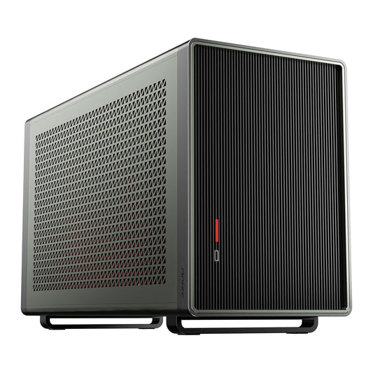 Antec Performance 1M Aventurine Mini-ITX Gaming Case with Aluminum Finish, PCIe 4.0 Riser Cable, USB 3.2 Gen2 Type-C, Tool-Free Side Panels, Solid Side Panel, SFX-L & SFX PSU Support - PC Gear UK