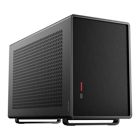 Antec Performance 1M Black Mini-ITX Gaming Case with Aluminum Finish, PCIe 4.0 Riser Cable, USB 3.2 Gen2 Type-C, Tool-Free Side Panels, Solid Side Panel, SFX-L & SFX PSU Support - PC Gear UK