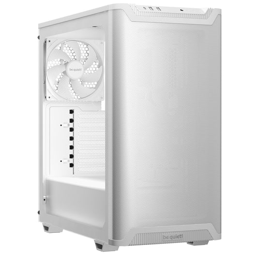 be quiet! Pure Base 501 Airflow Window White ATX Mid Tower Case with USB-A, USB-C, 2 x Pure Wings 2 140mm Black PWM Fans, Sleek Front Panel and Airflow Cover - PC Gear UK