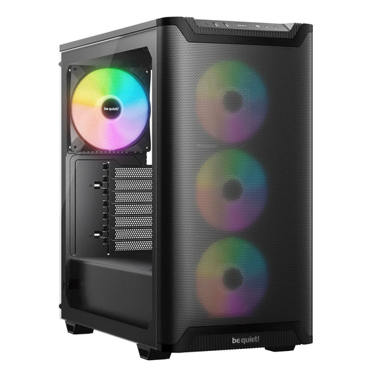 be quiet! Pure Base 501 LX Airflow Window Black ATX Mid Tower Case with USB-A, USB-C, 4 x Light Wings LX Black ARGB PWM Fans - PC Gear UK