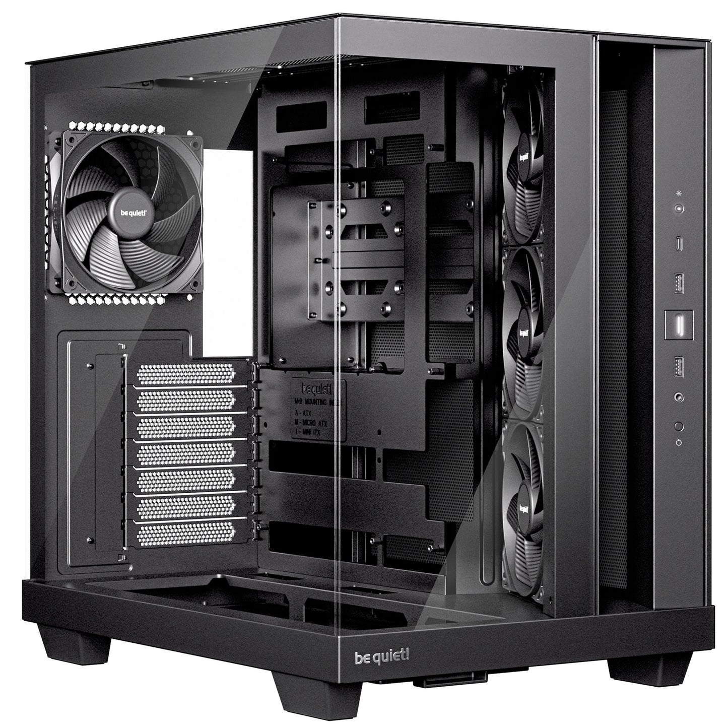 be quiet! Light Base 500 BGW83, Mid-Tower ATX, Tempered Glass, 4x PWM Fans, USB-C, 360mm Rad Support, Black