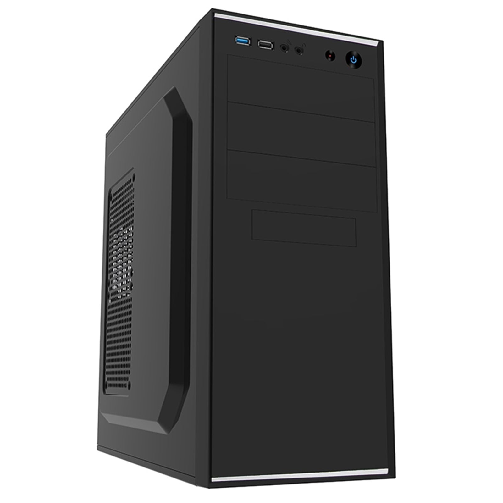 CiT Jet Stream Mid Tower 1 x USB 3.0 / 1 x USB 2.0 Black & Silver Case with 500W PSU - PC Gear UK
