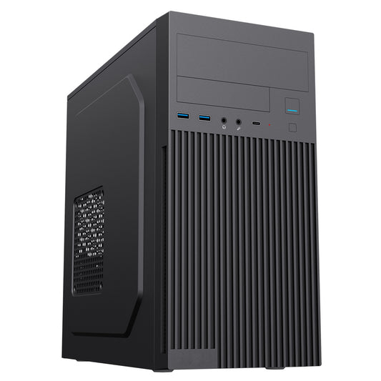 CiT Mentor Micro-ATX Office PC Case With USB Type C and 80mm Rear Black Fan Included, Micro ATX