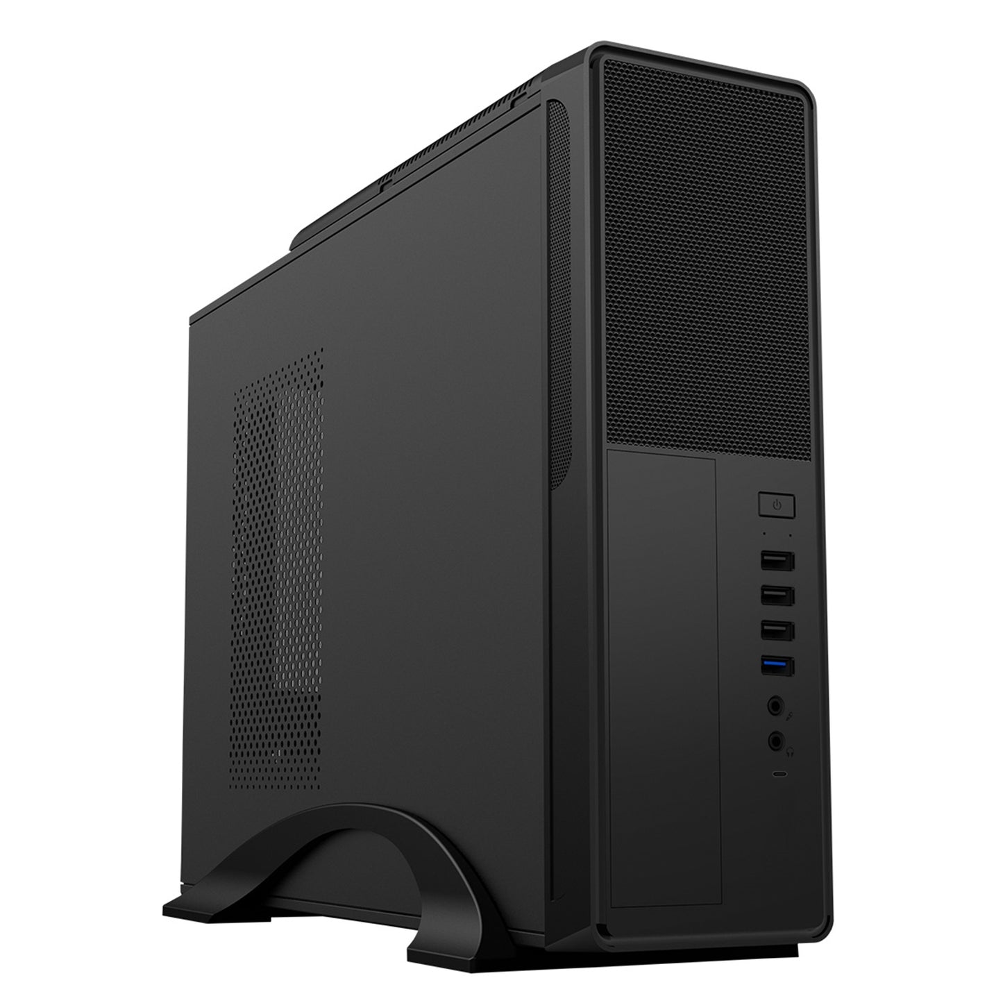 CiT S014C Black Slim Micro ATX/ITX Desktop Case with 300W Power Supply, USB 2.0, USB 3.0 Type-A & Type-C Ports, Micro Tower