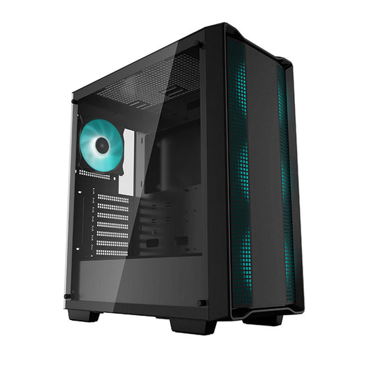 DeepCool CC560 Case V2, Gaming, Black, Mid Tower, 1 x USB 3.0 / 1 x USB 2.0, Tempered Glass Side Window Panel, DeepCool Blue LED Fans, ATX, Micro ATX, Mini-ITX - PC Gear UK