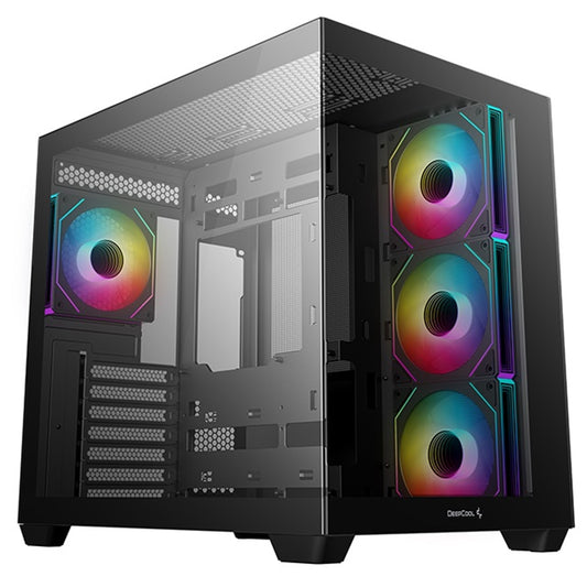 DeepCool CG530 4F Mid-Tower Case with Tempered Glass Panels, 4 Pre-Installed ARGB Fans, and Optimal Airflow Support, Black - PC Gear UK