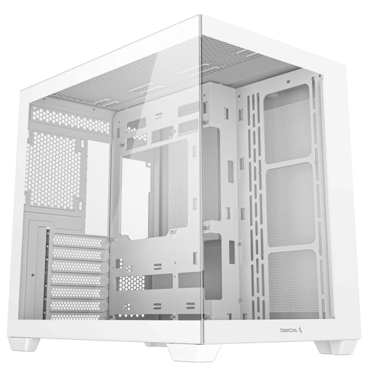 DeepCool CG530 Dual-Chamber Computer Case, Tempered Glass Panels, Advanced Cooling Support, Exceptional Cable Management, White - PC Gear UK